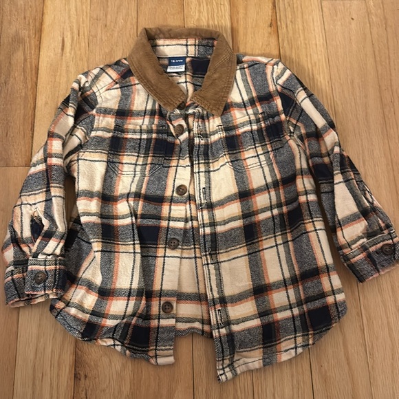Old navy boys button down flannel shirt size 18-24 months - Picture 1 of 5